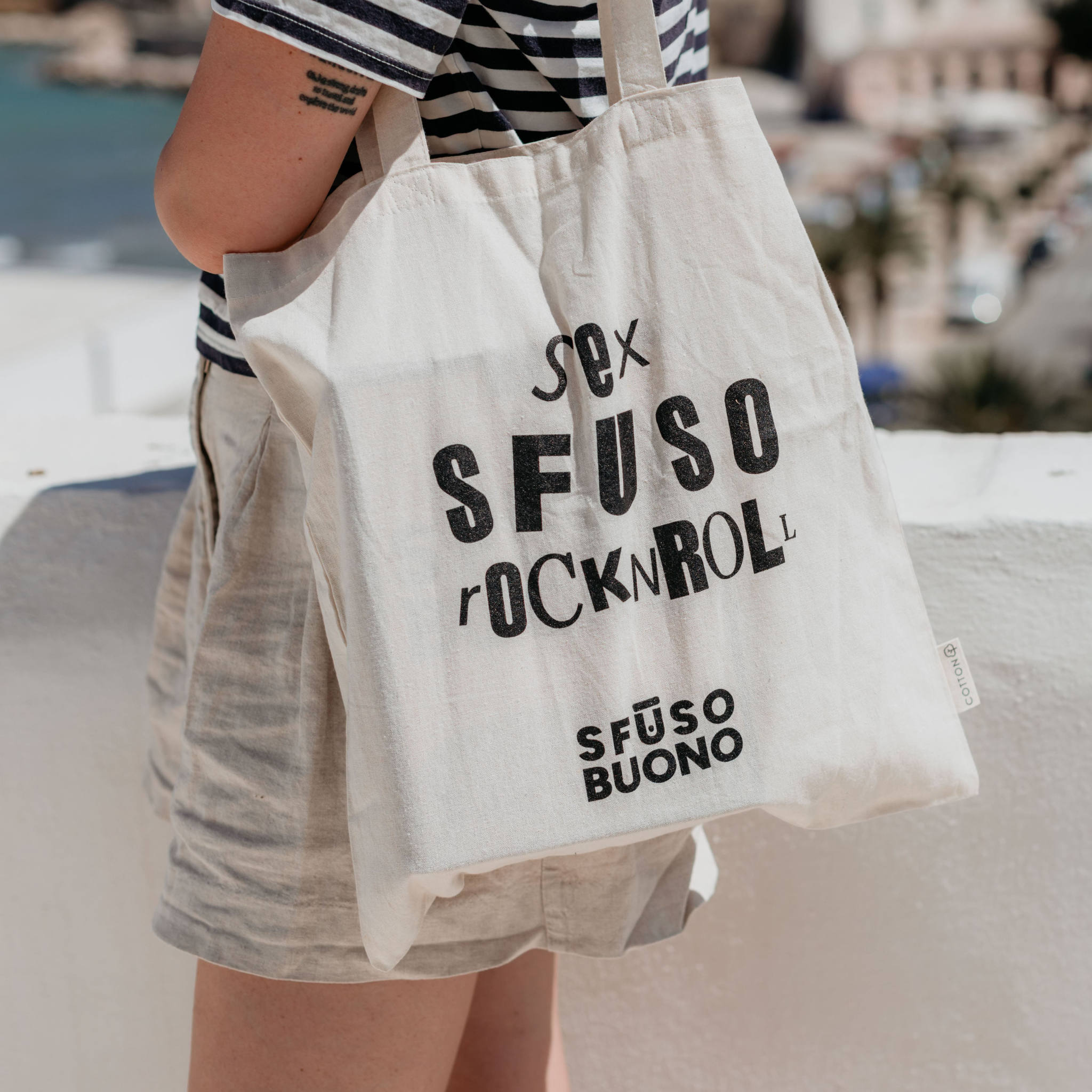 Tote Bag Natural Cotton - 'Sex Sfuso Rock N Roll'